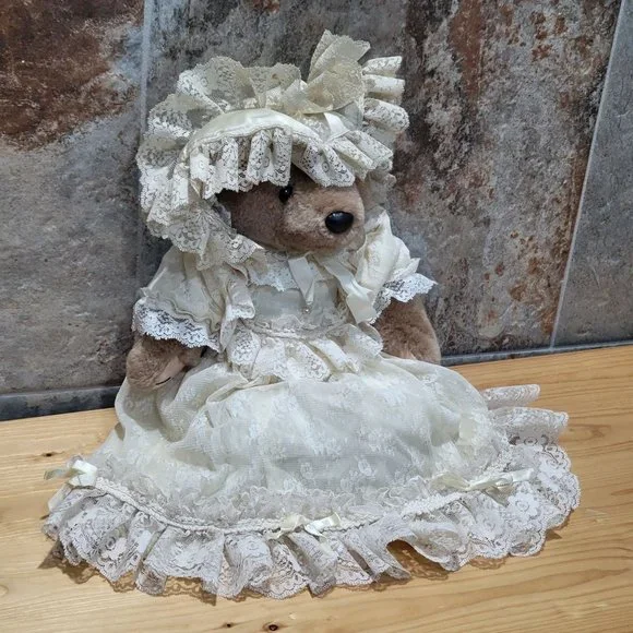 VTG Bearly People Victorian Lacey Dress Bear 1987